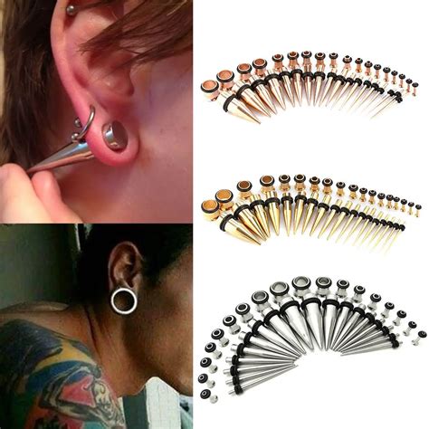 1 pair of stainless steel tunnels. . Gauges ear kit